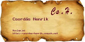 Csordás Henrik névjegykártya