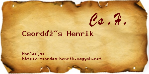Csordás Henrik névjegykártya